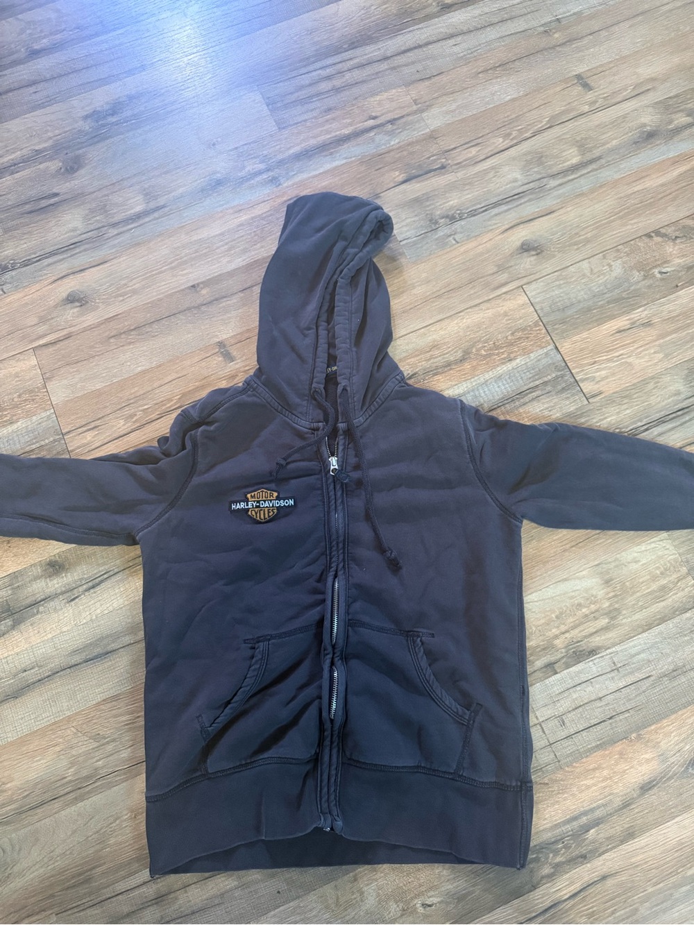 Women’s Harley-Davidson Black Zip-Up Hooded Jacket with Patch